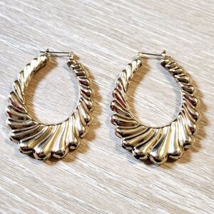 Elegant Large Hollow Gold Toned Hoop Earrings